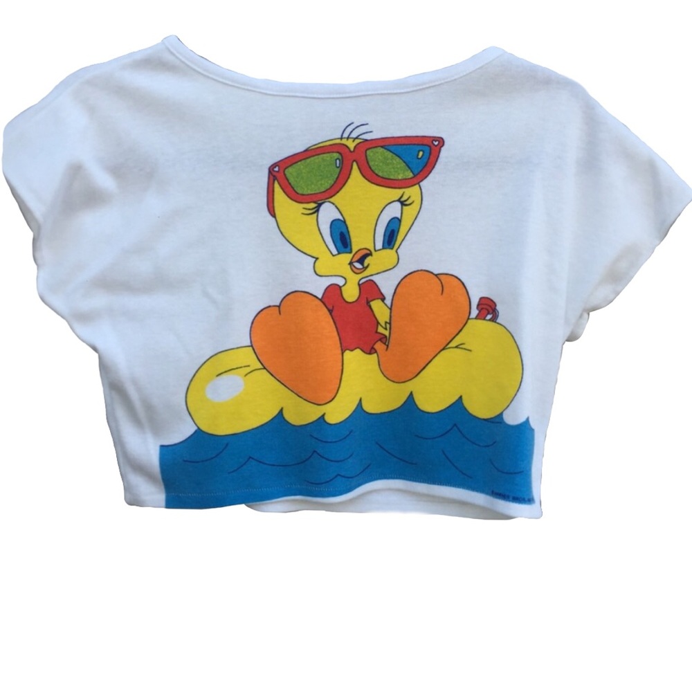 sold X VINTAGE 1985 WARNER BROS TWEETY BIRD CROP TEE - Picture 2 of 8